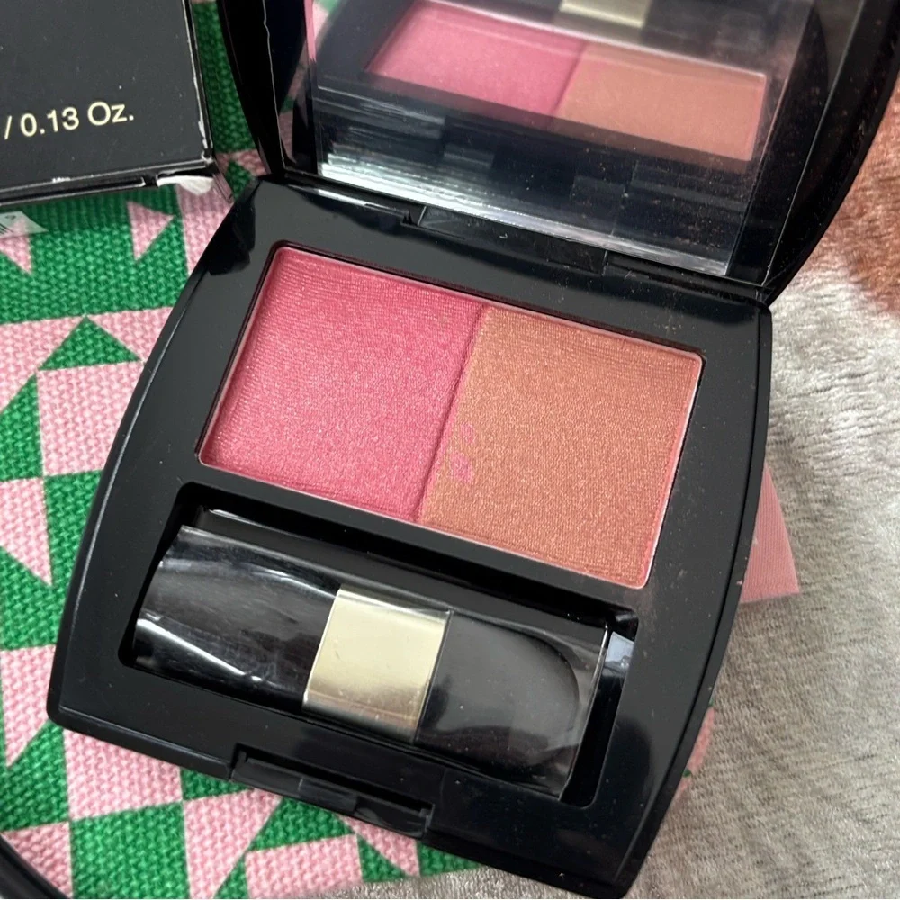 Brand New Joe Blasco Cosmetics Cheek Color Duo Rose Flower Brush & Makeup Pouch